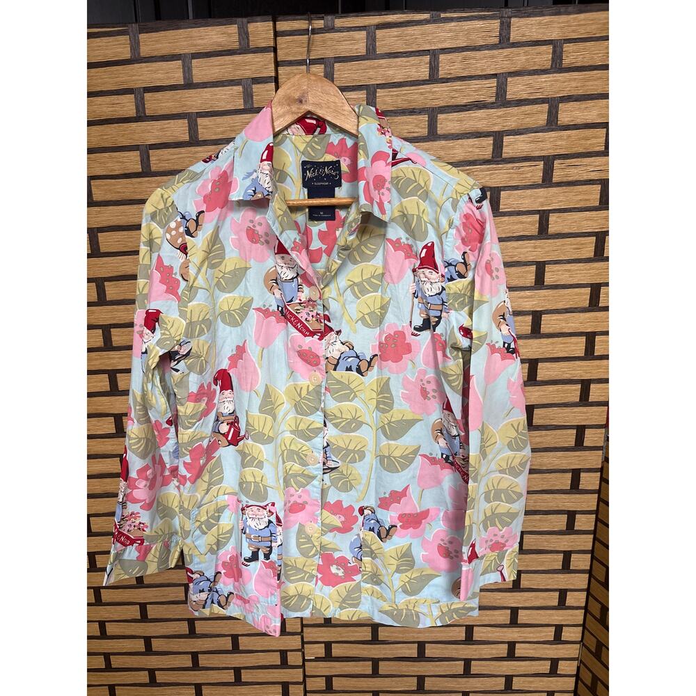 Nick & Nora Gnome Pajama Top Size Medium